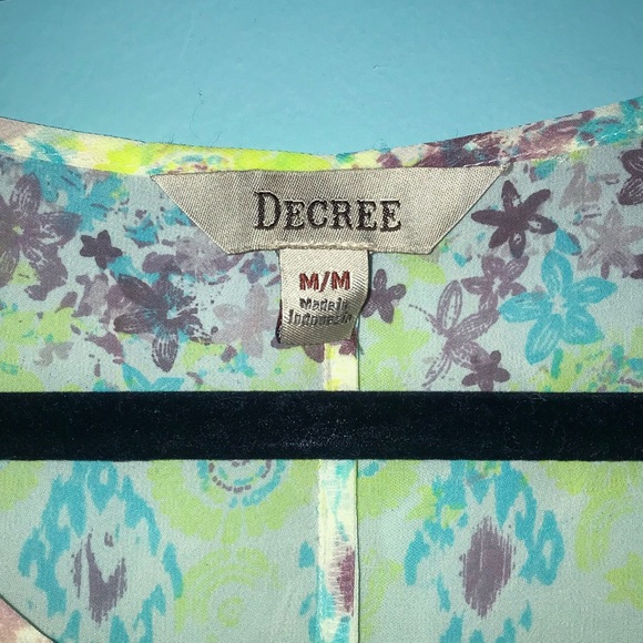 🦋 Sheer Blue White Crop Top Blouse Yellow Floral - Picture 5 of 5